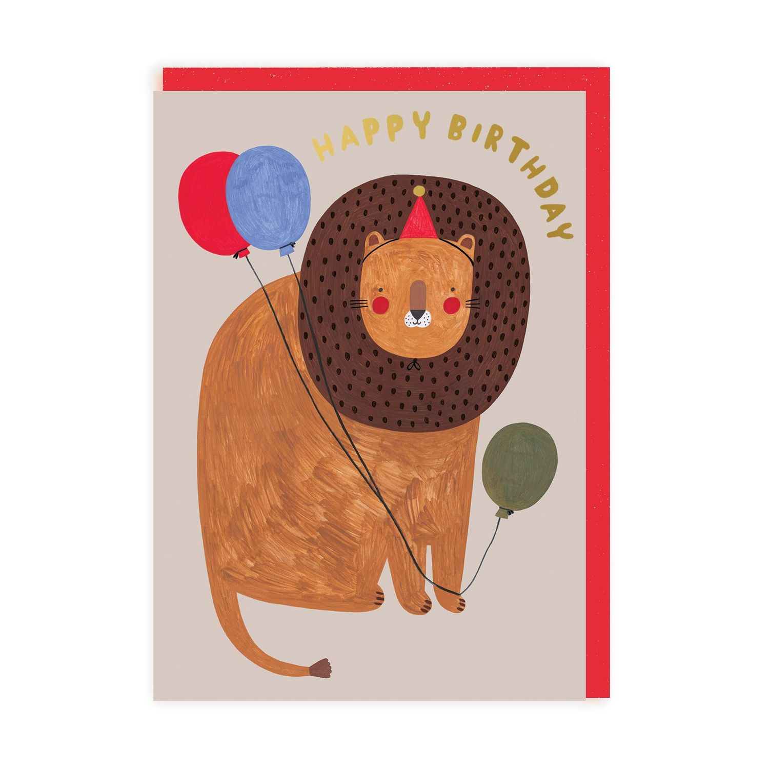 Wenskaart · Lions with Balloons