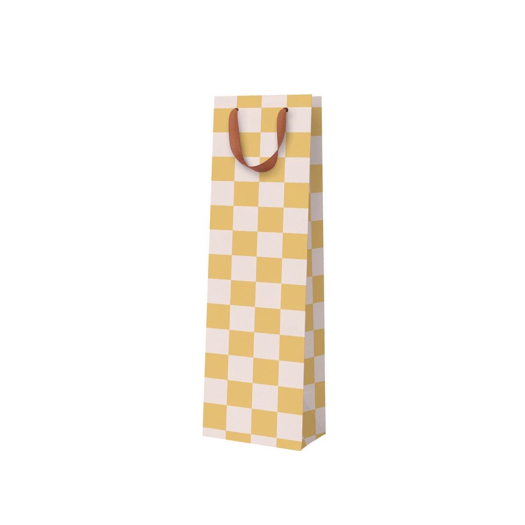 Bottle Bag  · Mustard Checkerboard