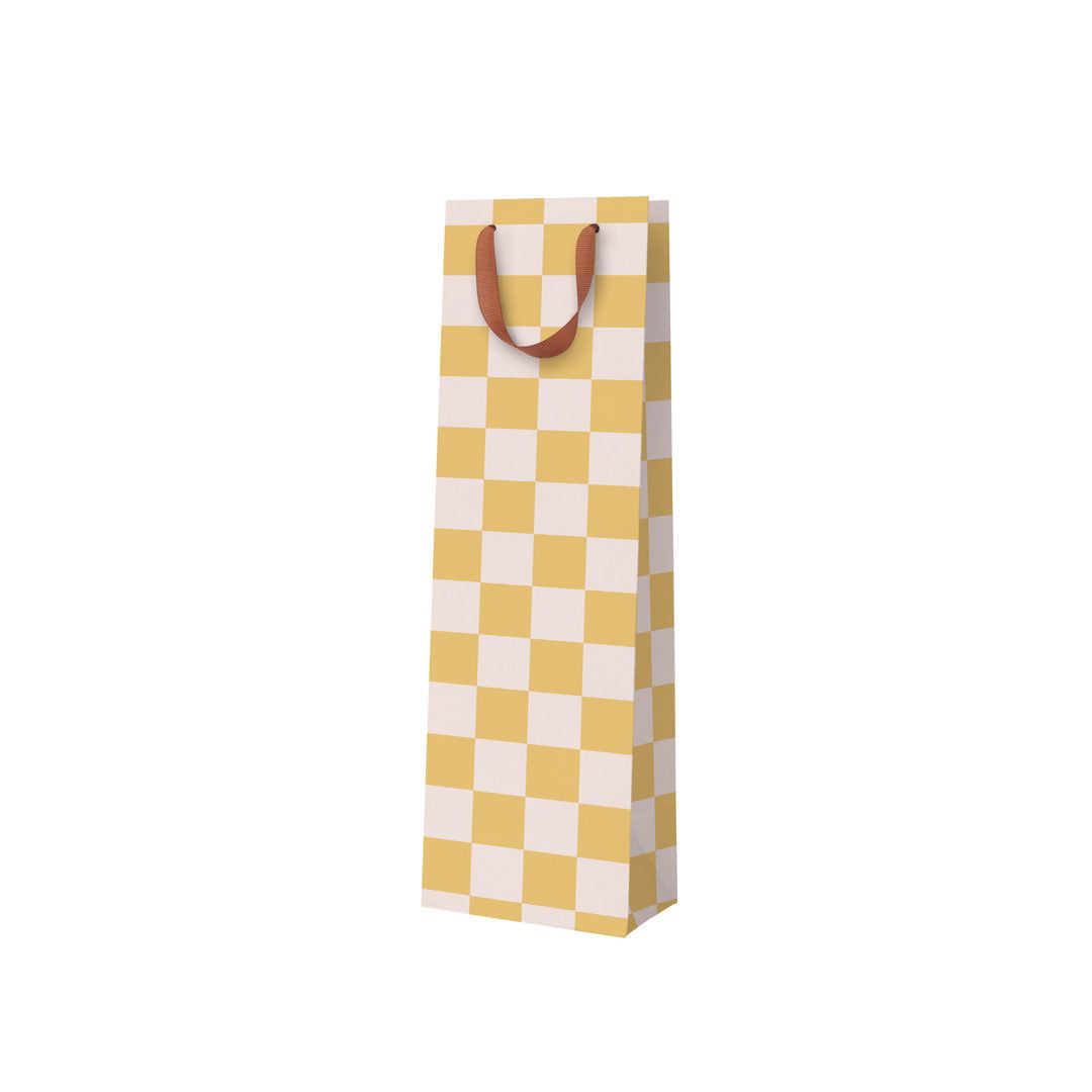 Bottle Bag  · Mustard Checkerboard