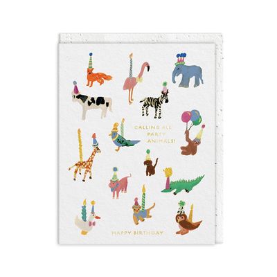 Wenskaart · Party Animals