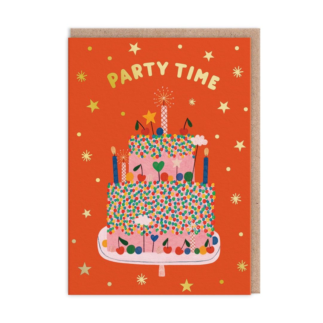 Wenskaart · Party Time Red Cake