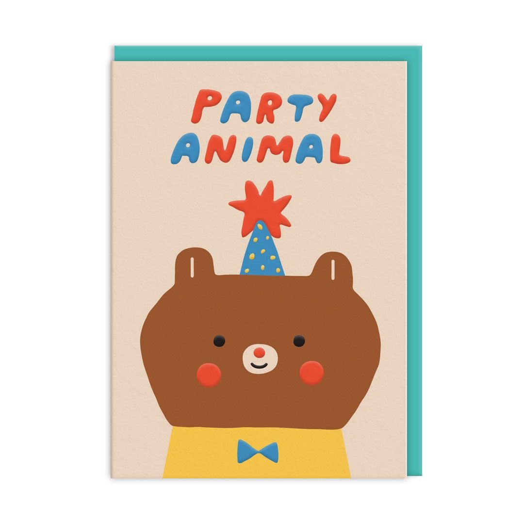 Wenskaart · Party Animal Bear
