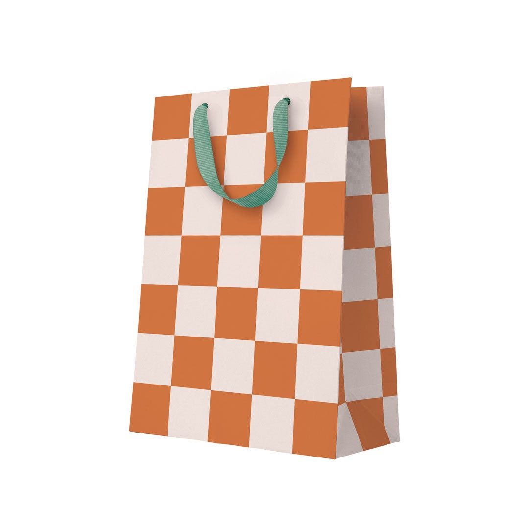 Gift Bag large · Burnt Sienna Checkerboard