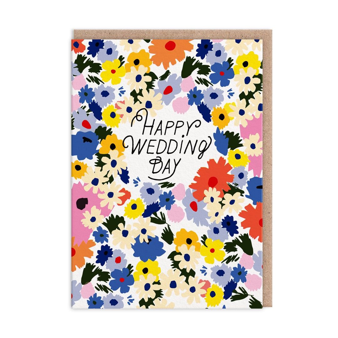 Wenskaart · Happy Wedding Day Floral Wedding