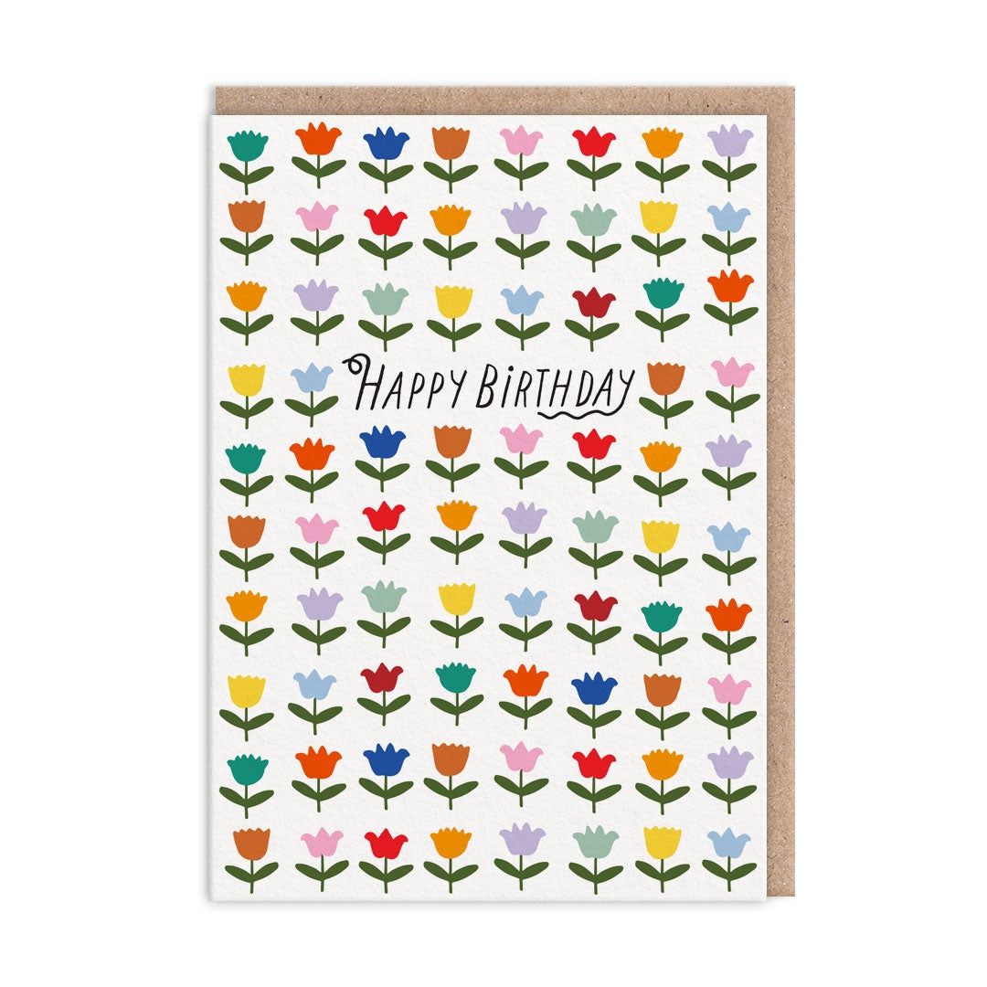 Wenskaart · Tulips Happy Birthday