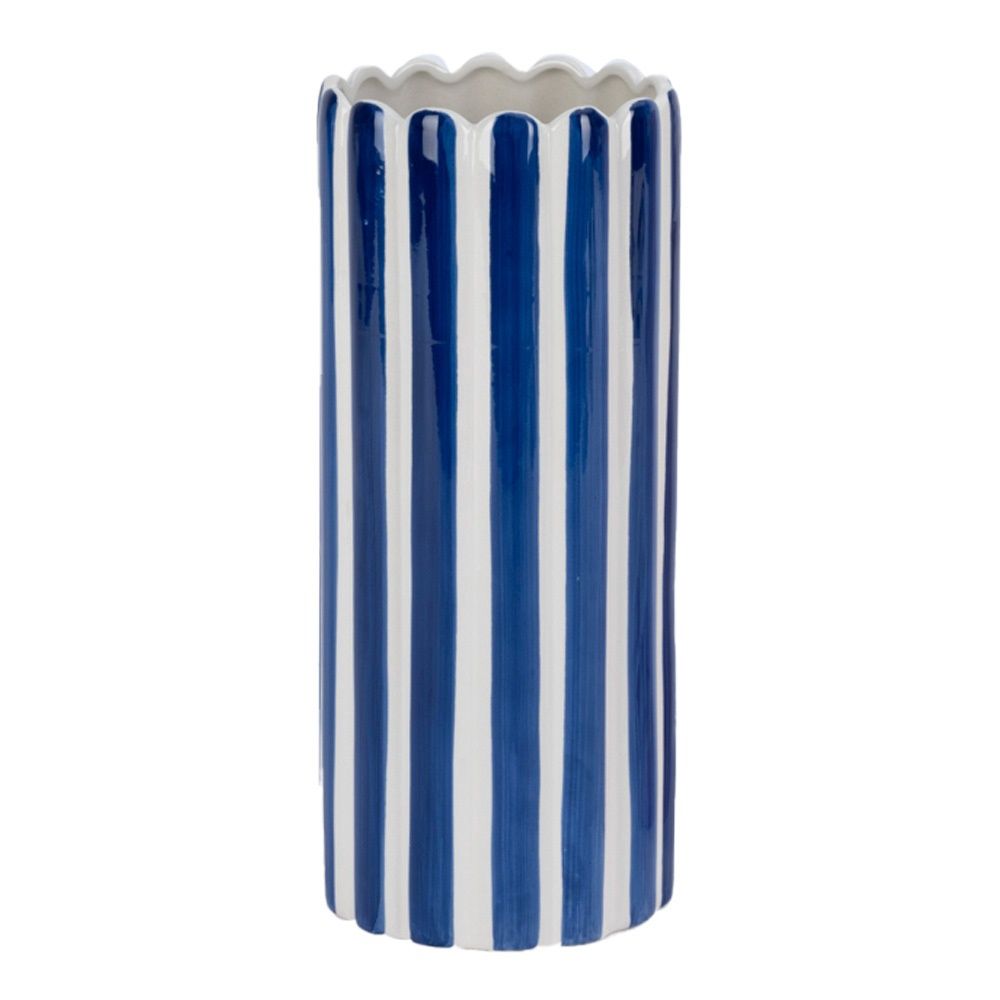 Aardewerk vaas stripe dark blue§