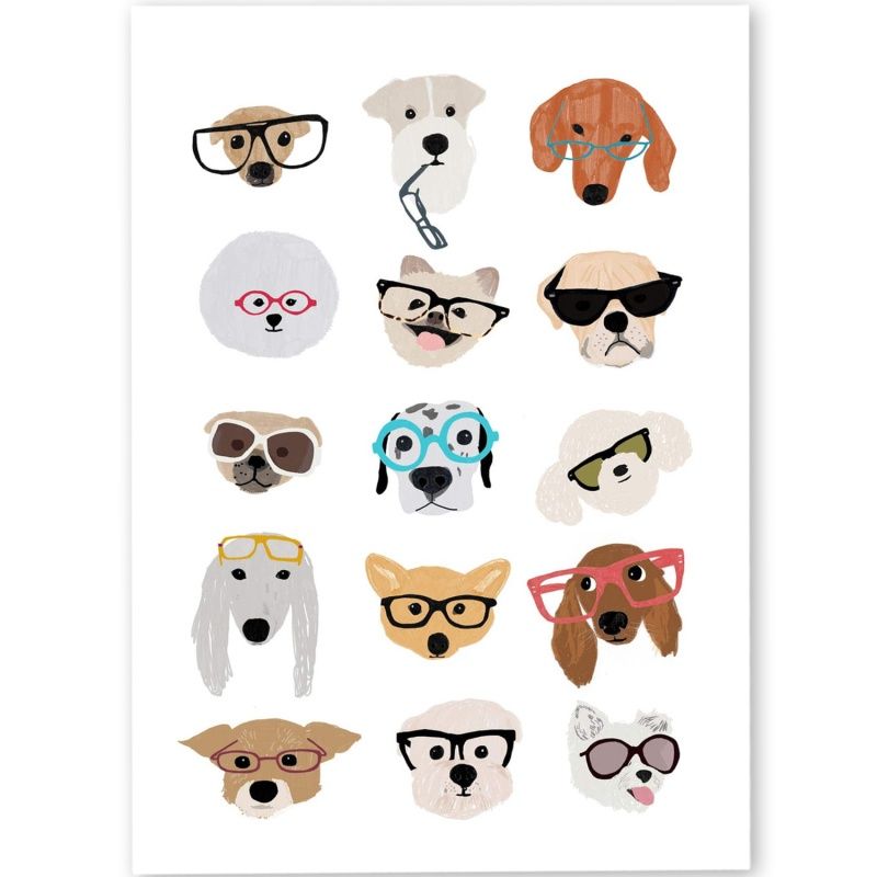 Postcard Dogs in Glasses