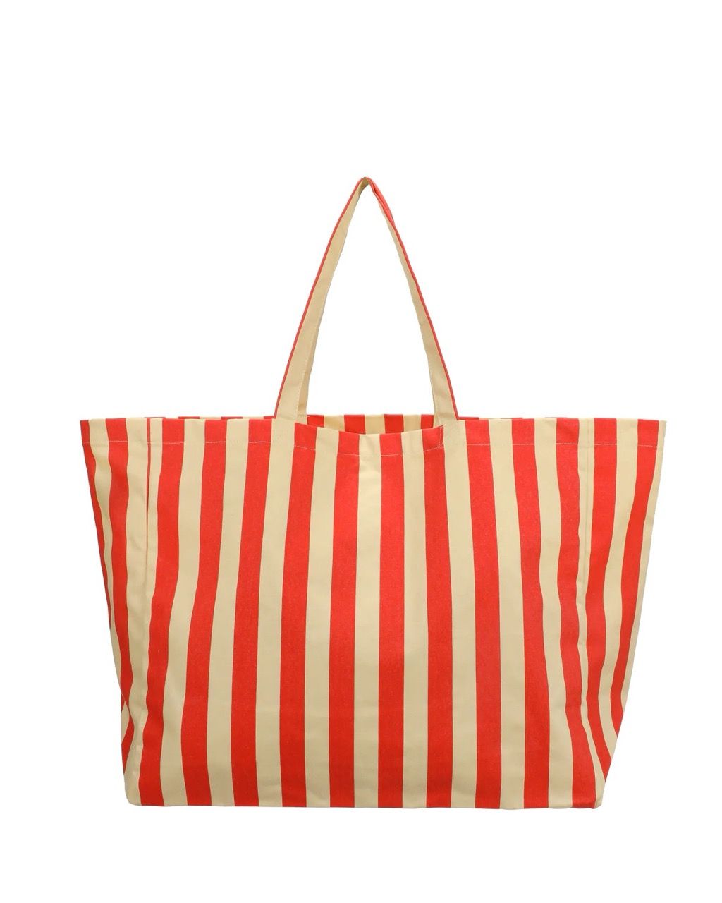 Katoenen strand tas · stripes - vanilla + poppy red