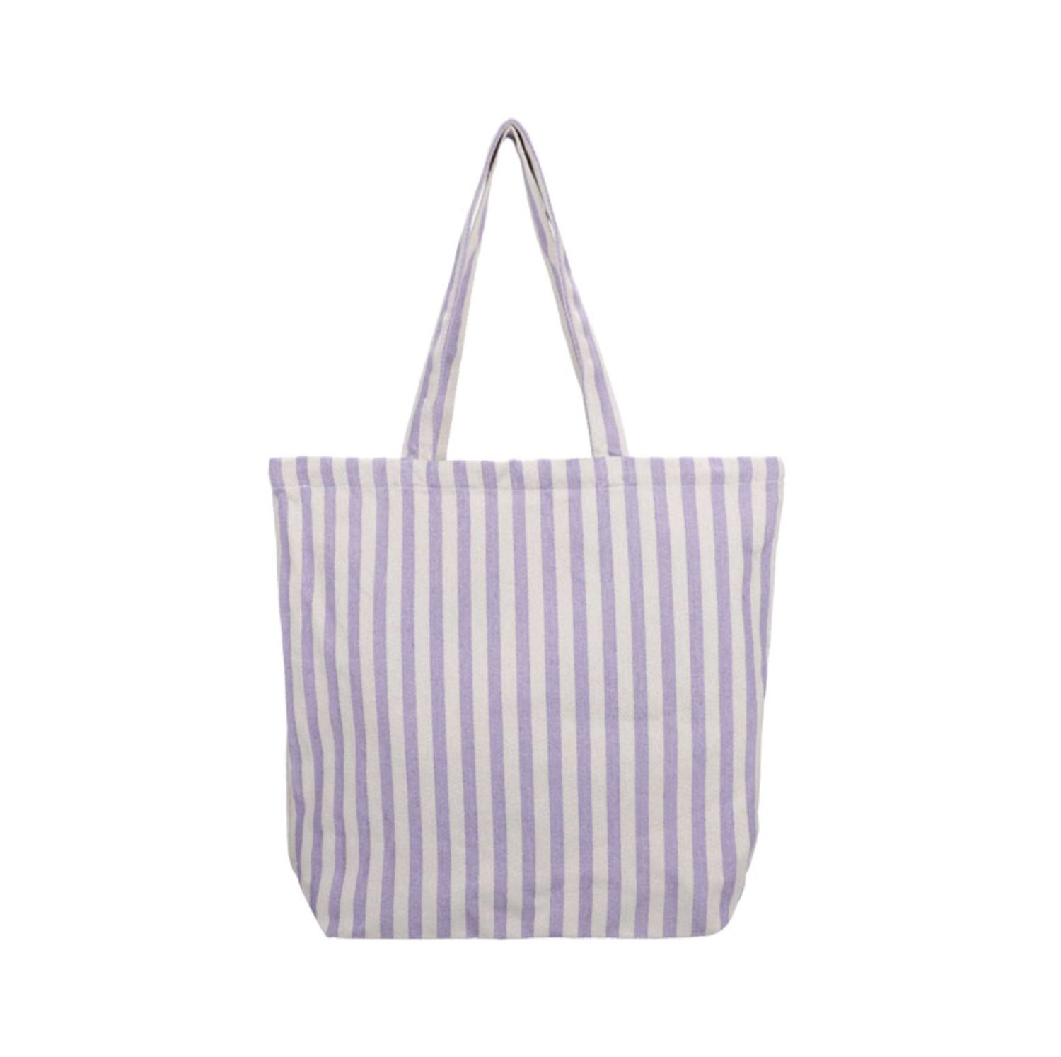 Katoenen tas · gestreept - wit lila