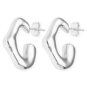 Oorbellen irregular cirkel silver