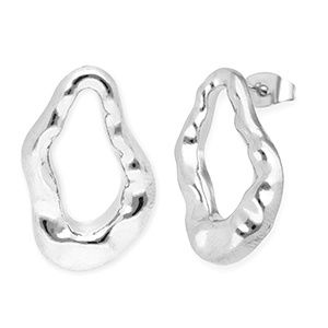 Oorbellen silver druppel irregular