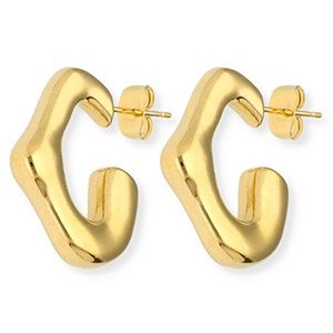 Oorbellen irregular cirkel gold