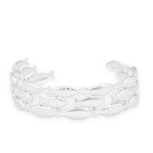 Armband stainless steel bangle silver fish