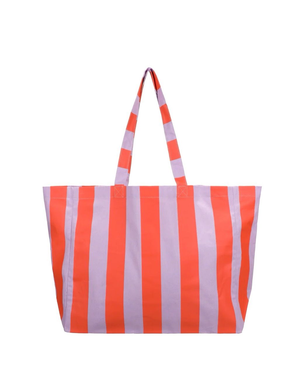 Katoenen strand tas · stripes · campfire orange - lila