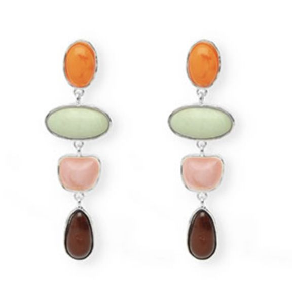 Oorbellen zilver, oranje, groen, roze, bruin