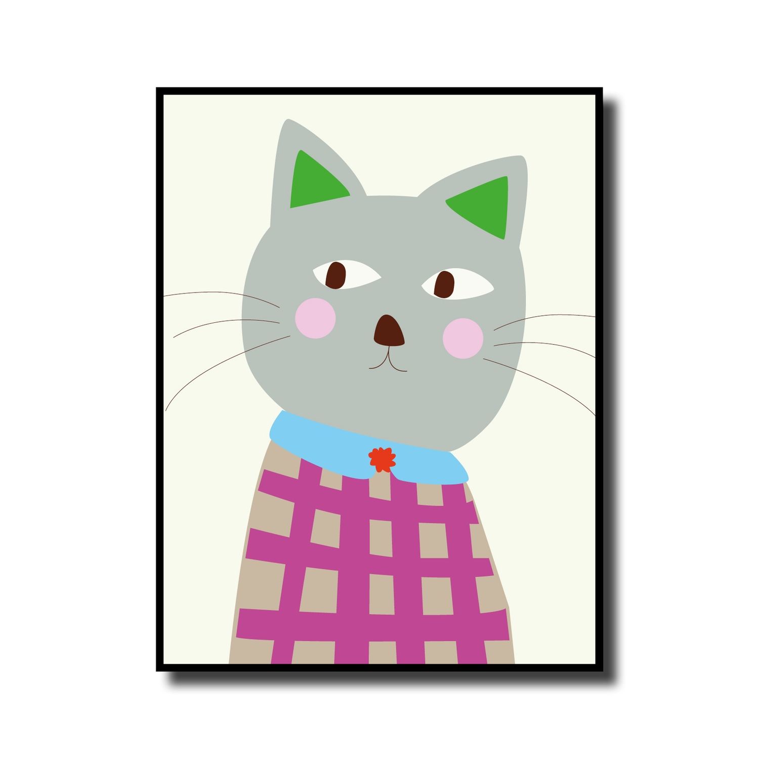 Print in lijst 'Grey cat'