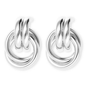 Oorsteker double ring silver