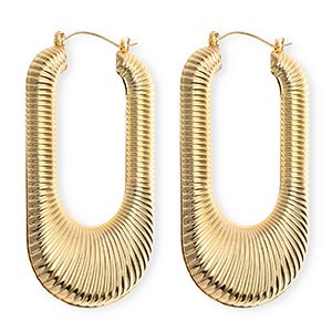 Oorbellen creolen oval ridged gold