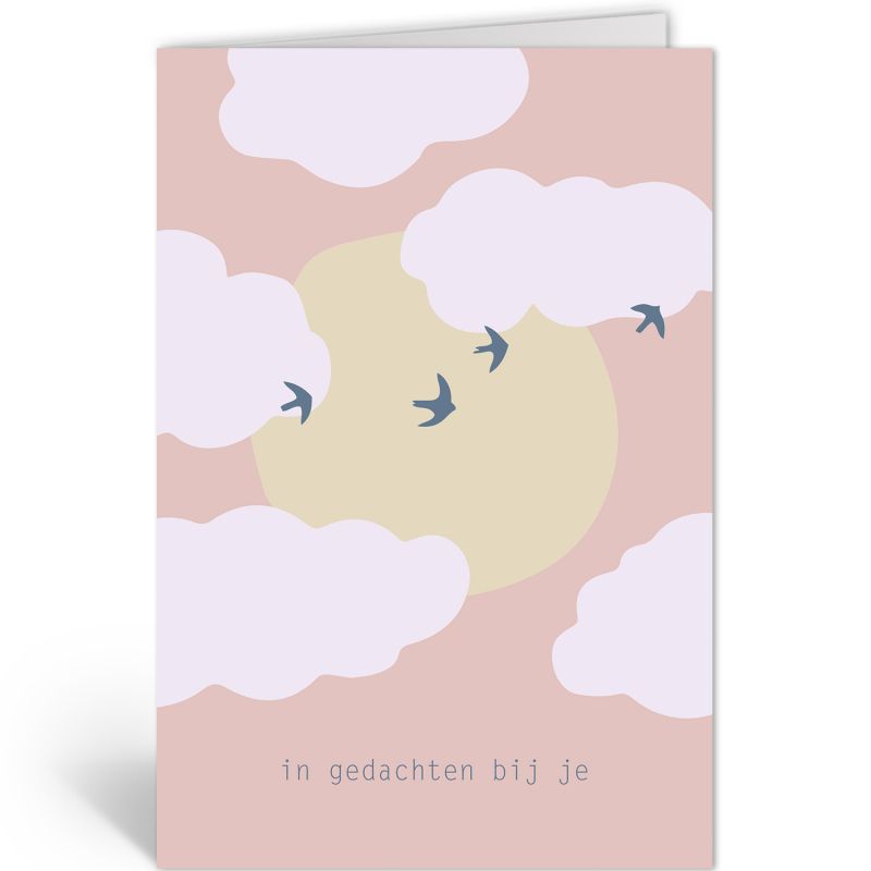 Wenskaart ·  "in gedachten bij je" - vogelvlucht
