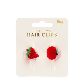 REX · Haar klem clips - set van 2 - Appel en aardbei