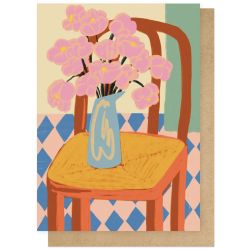 Wenskaart Flowers On A Chair