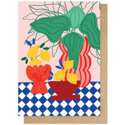 Wenskaart Blue Tiles &amp; Lemons