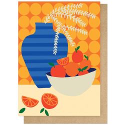 Wenskaart Oranges on Retro Kitchen