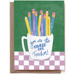 Wenskaart · 'best teacher pencils'