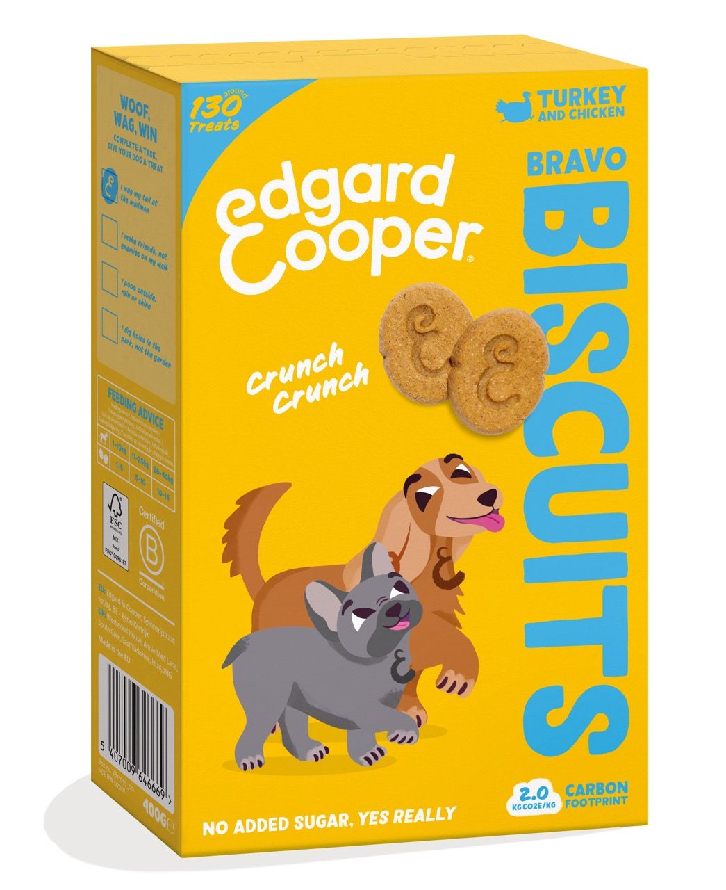 Edgard Cooper · Hondensnack · Biscuits Kalkoen Kip 400g