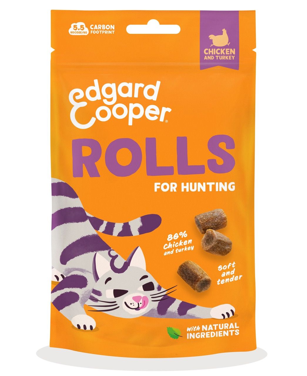 Edgard Cooper · Kattensnack · Rolls Kalkoen Kip 45g