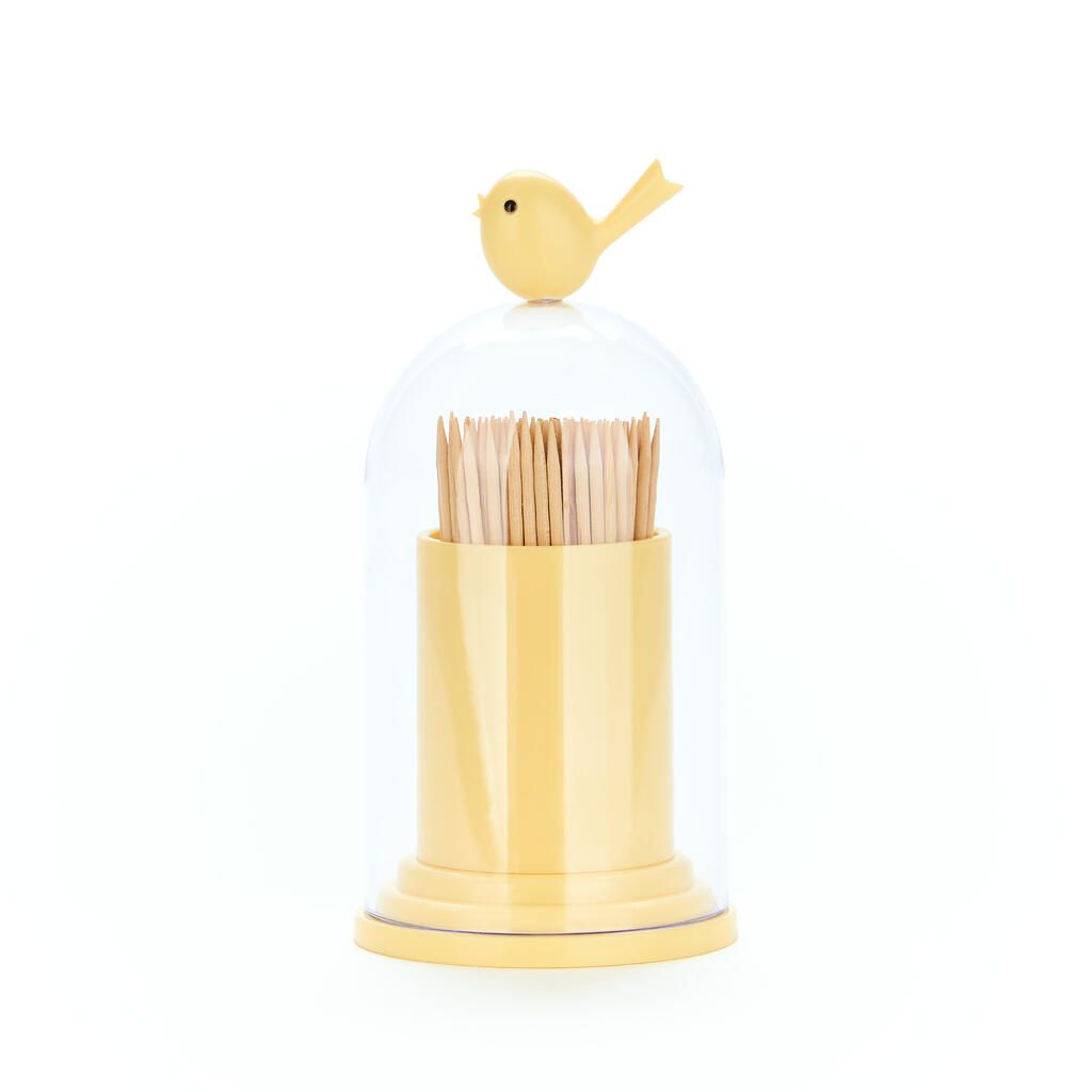 Balvi · tandenstoker- en wattenstaafjeshouder Birdie - geel