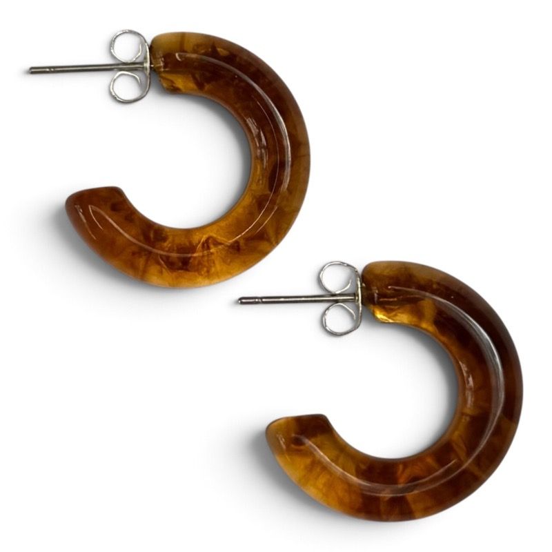 Bybjor · Earrings hoop resin · Brown