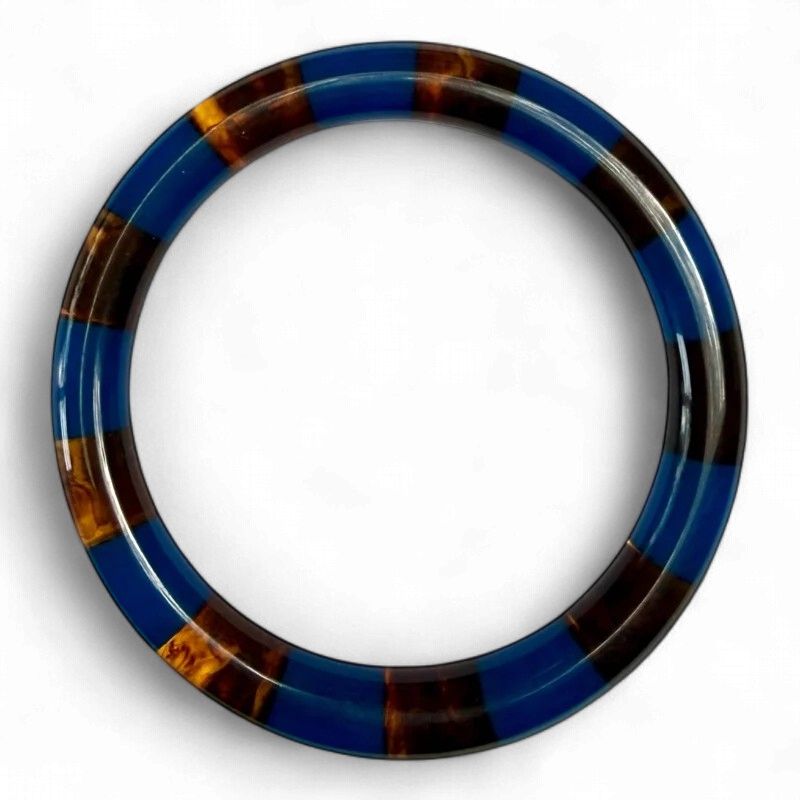Bybjor · Stripe Bangle Armband · Brown Marble / Blue