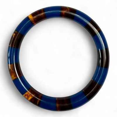 Bybjor · Stripe Bangle Armband · Brown Marble / Blue