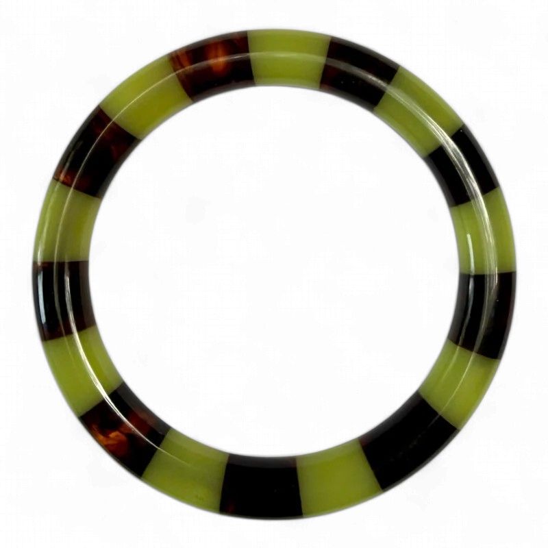 Bybjor · Stripe Bangle Armband · Brown Marble / Lime