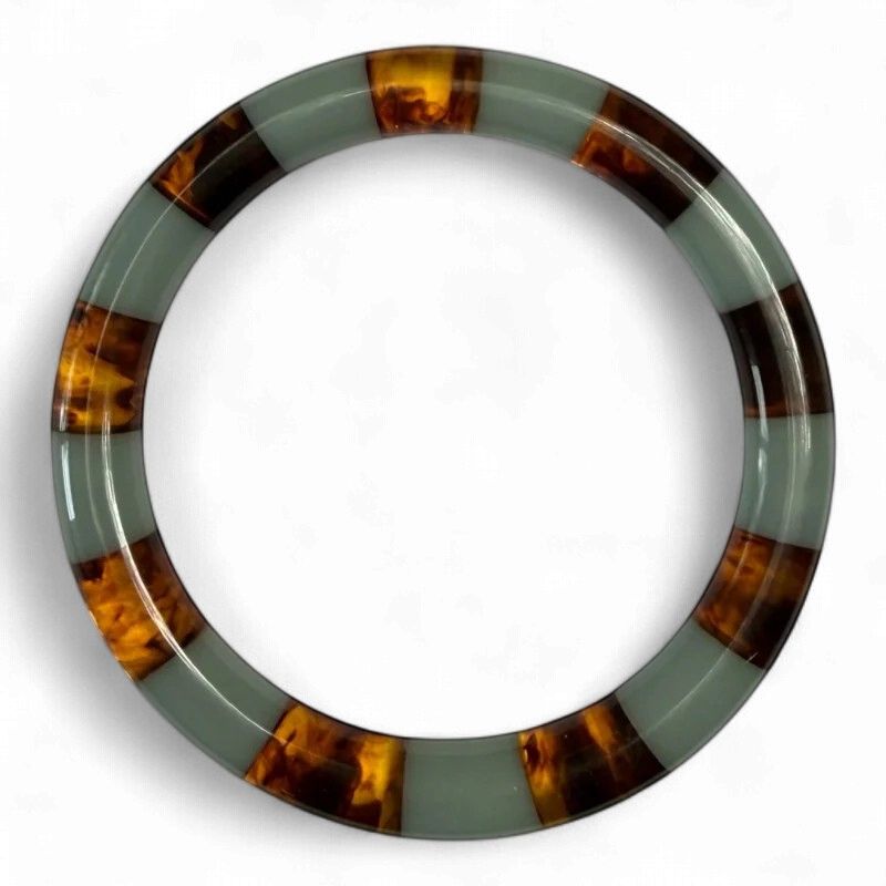 Bybjor · Stripe Bangle Armband · Brown Marble / Dusty Blue
