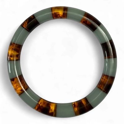 Bybjor · Stripe Bangle Armband · Brown Marble / Dusty Blue