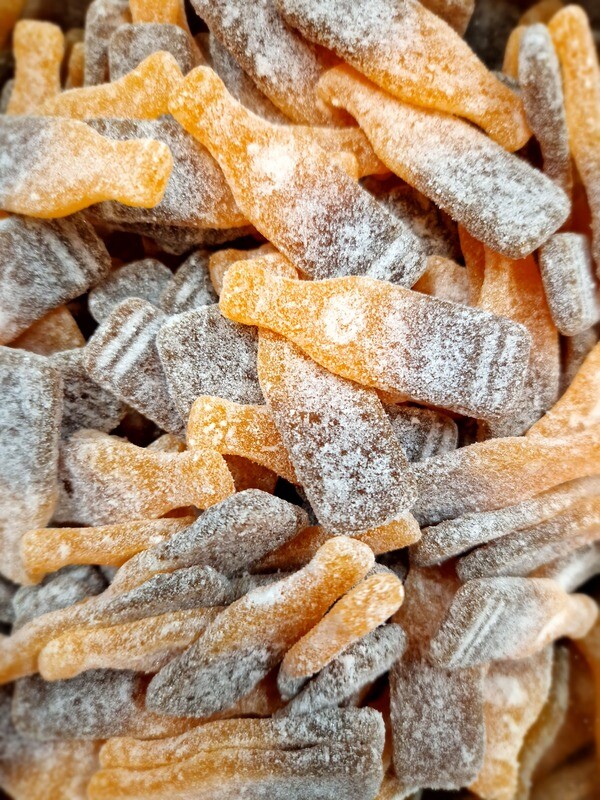 Saure Cola-Orange Flaschen Fruchtgummi 100g