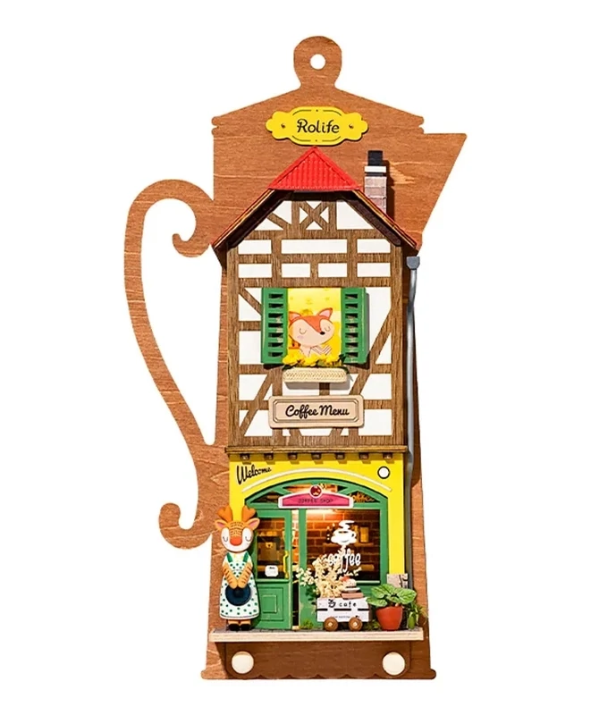 ROKR Wandorganizer "Lazy Coffee House" Holz Puzzle