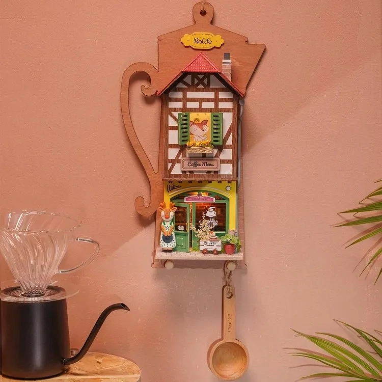 ROKR Wandorganizer "Lazy Coffee House" Holz Puzzle