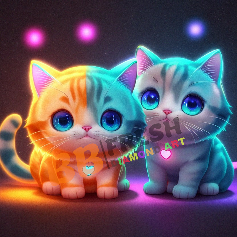 2 Katzen Kawaii Babies - 40x40cm