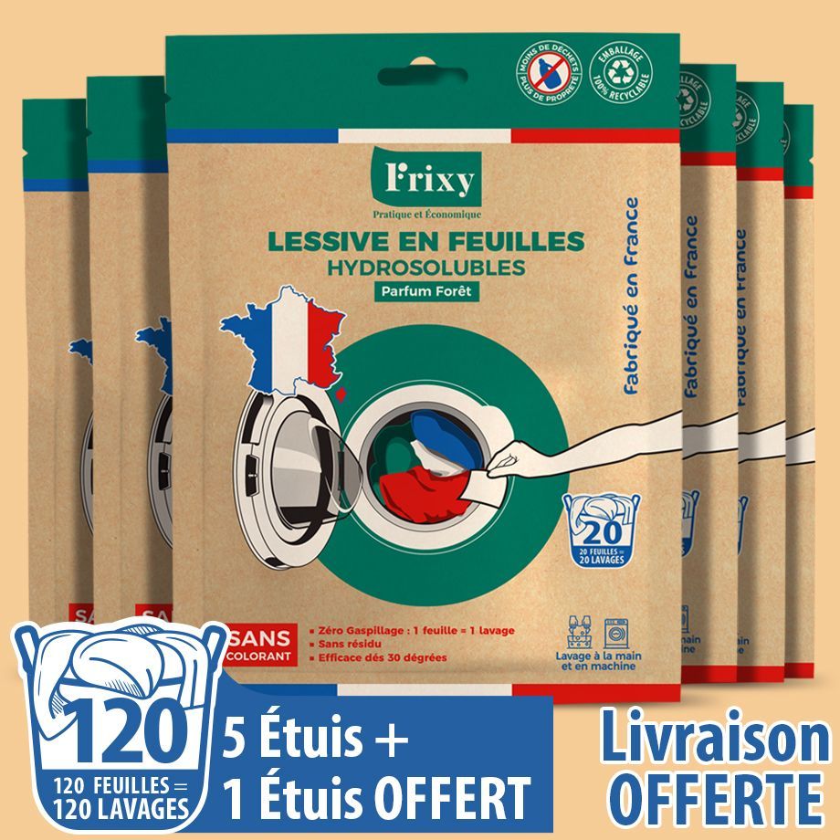 LESSIVE en feuilles solubles 6 Étuis (Fabriqué en FRANCE)