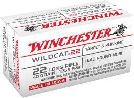 Winchester Wildcat Lead Round Nose 40 Grain Brass .22 LR 50Rds