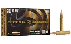 FEDERAL PREMIUM 300 WIN MAG 190GR SIERRA MATCHKING BTHP GOLD MEDAL