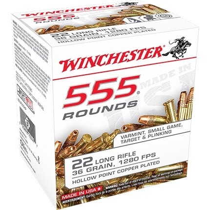 Winchester RF Ammo 22 Cal LR Copper HP  555/Box