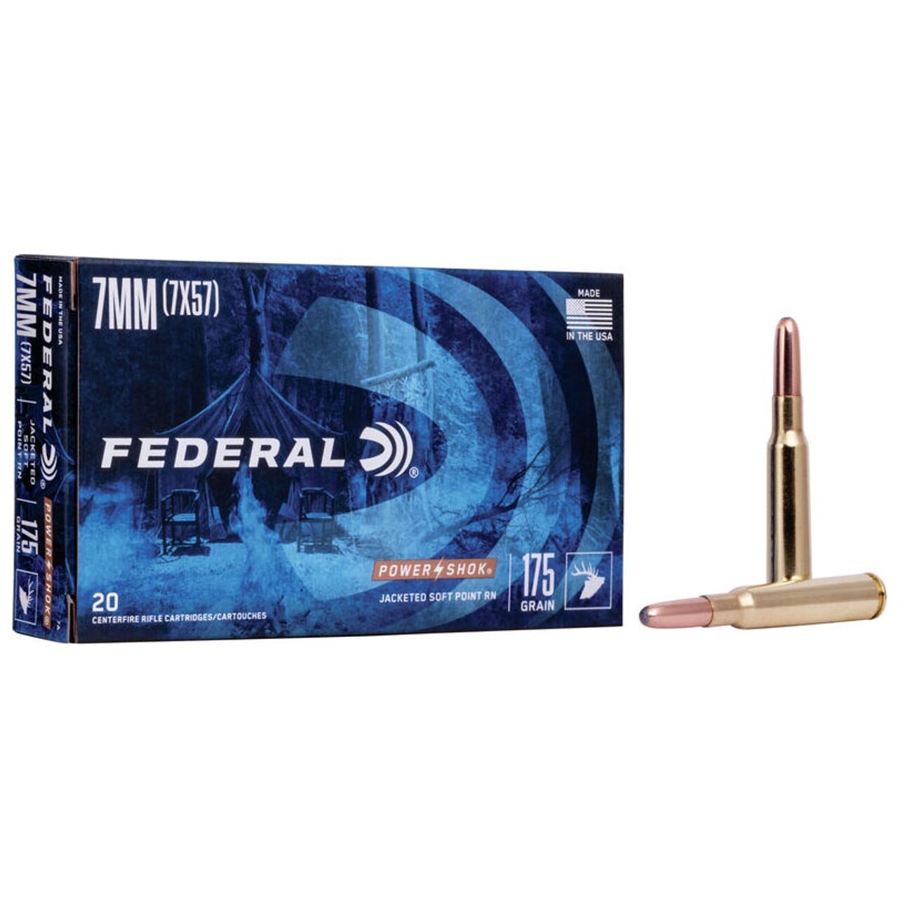 Federal CF Ammo 7mm Mauser - 175 GR. SPRN &quot;POWER-SHOK&quot;