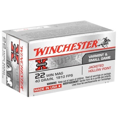 Winchester Super-X 22 WMR 40 Grain Jacketed Hollow Point