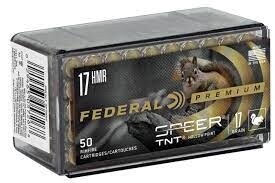Federal RF Ammo 17 HMR 17 GR. SPEER TNT "V-SHOK"