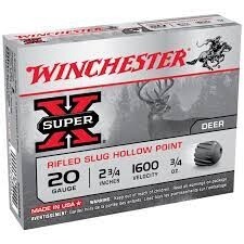 Winchester SUPER-X 20 GA 2-3/4&quot; 3/4 OZ RIFLED SLUG 5 RD