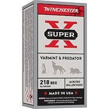 Winchester SUPER-X RIFLE .218 Bee 46 grain Jacketed Hollow Point Centerfire Rifle Ammunition X218B for Varmint